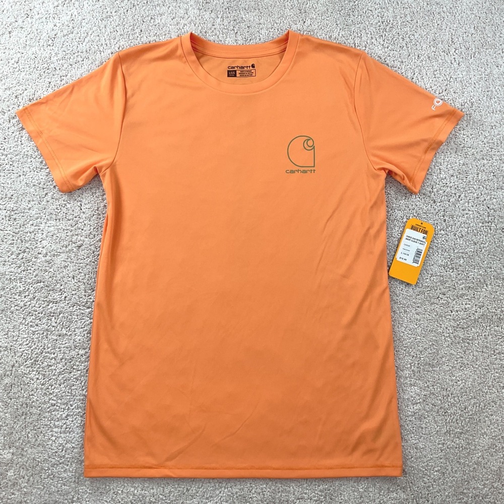 Carhartt Kids Force‎ Sun Defender T-Shirt Tangerine Orange SIZE L 14/16 NEW